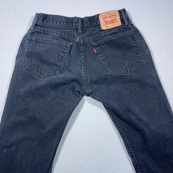 VTG Levi's 505 Jeans Men 32x30 Black Dark Wash‎ Denim Straight Leg Tag 33x32 - Picture 10 of 12